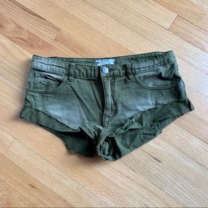 Free People olive / army green denim shorts 26